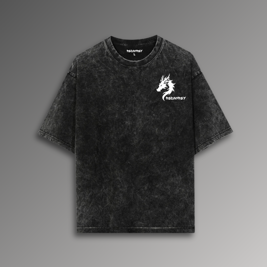 CALM DRAGON ACID WASH OVERSIZE T-SHIRT BLACK (UNISEX)