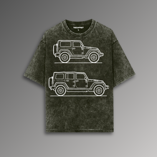 JEEP ACID WASH OVERSIZE T-SHIRT OLIVE GREEN (UNISEX)